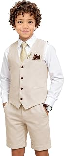 Boys Linen Suit Toddler Vest Short Tuxedo Set Summer Beach | Boys Linen Suit, Casual Vest and Shorts Set, Ring Bearer Outfit, Summer Beach Wedding, Kids Toddler Formal Prom Graduation
