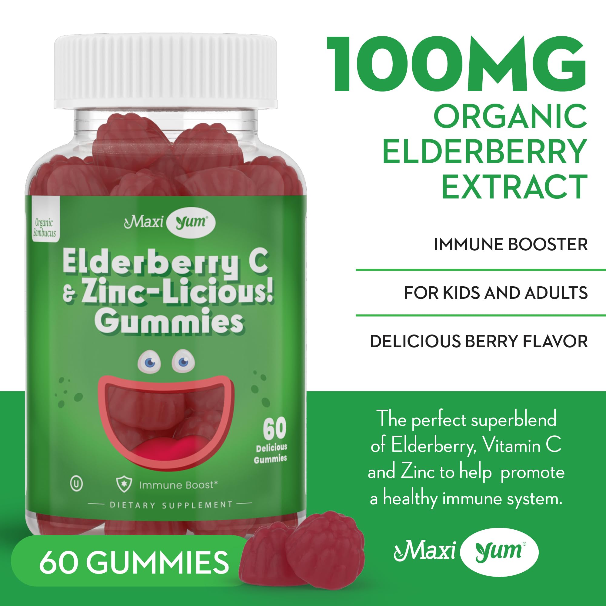 Maxi Health® Elderberry Gummies with Zinc & Vitamin C (60 Gummies) — Amazon image 3