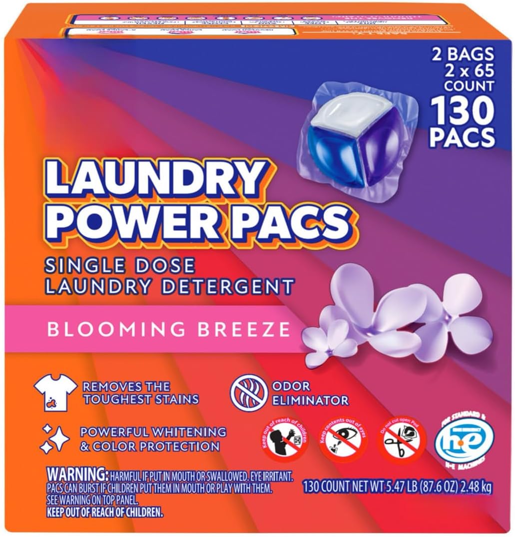 Member Marks Laundry Detergent Power Pacs, Blooming Breeze, 130 ct. Pack-1