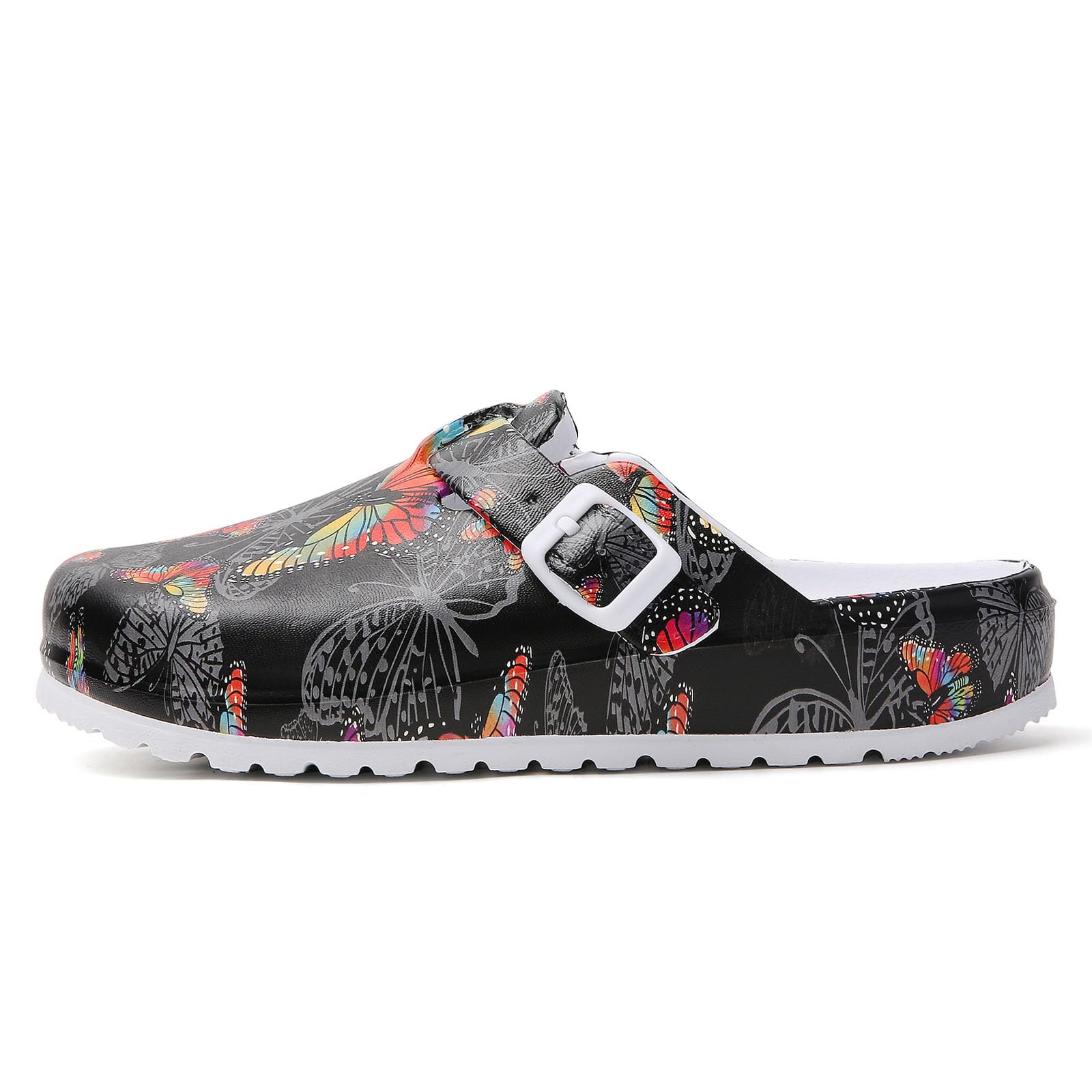 SECHRITE Sabots pour Femmes, Mules à Enfiler avec Soutien de la Voûte Plantaire antidérapantes Chaussures de Jardinage d'infirmière de Chef Cuisine, imprimées Sandales Pantoufles