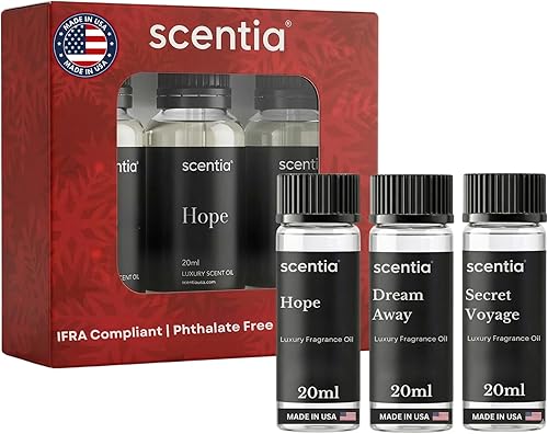 Juego de Aceites Esenciales Inspirado en Perfume – 3×20ml de Aceites Difusores con Notas Florales y Ambaradas Mezclas de Fragancias de Diseñador
