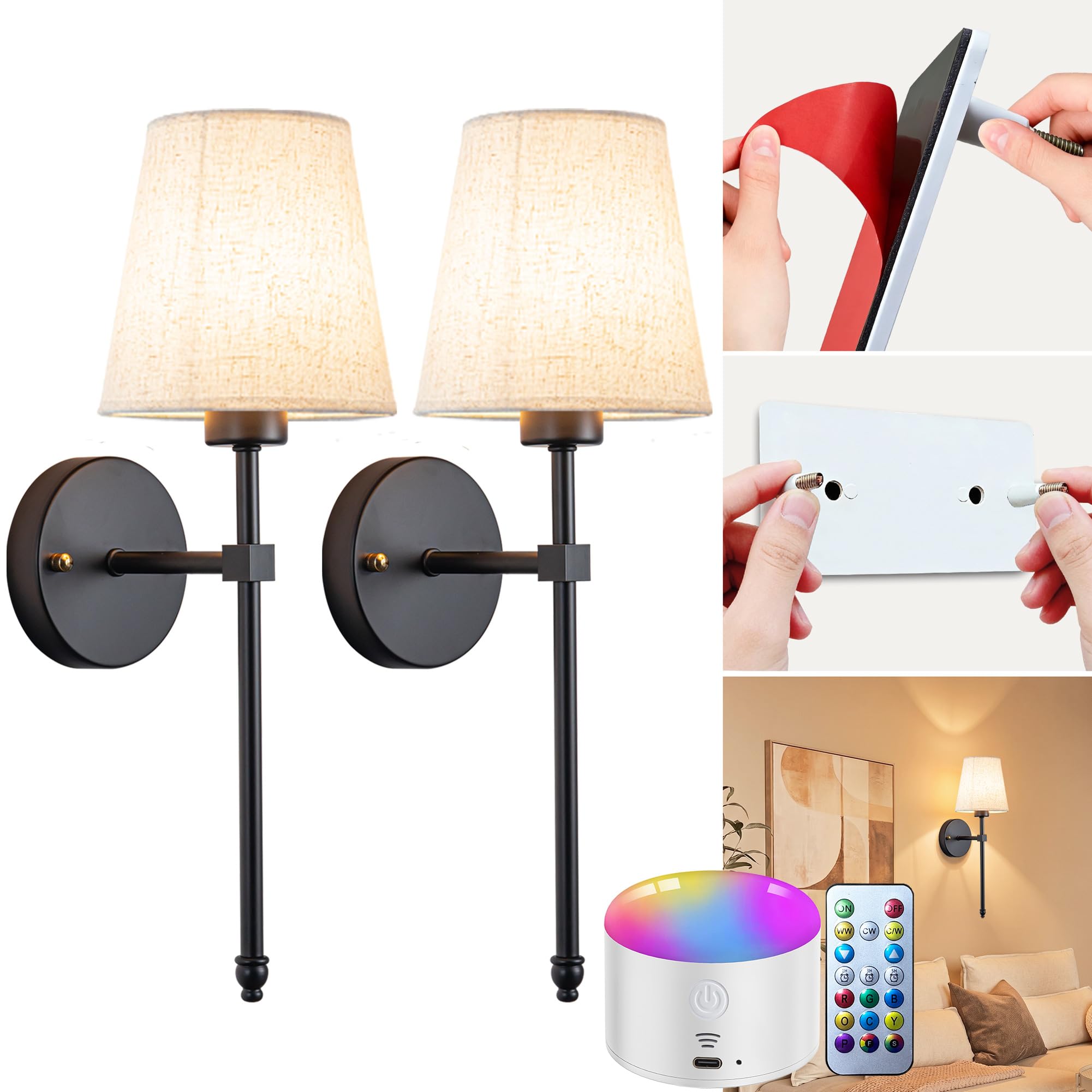 YHCDLAMP Fabric Shade Sconces