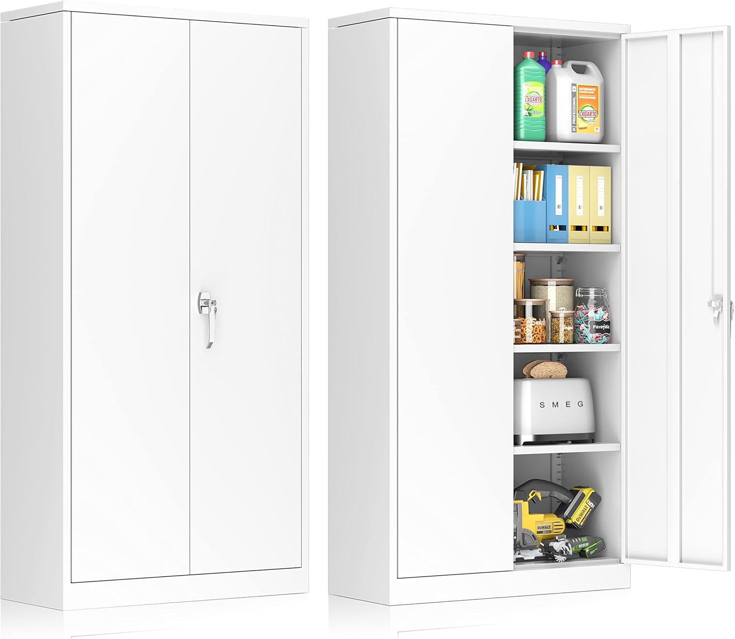 Greenvelly White Metal Storage 72" Locking Storage