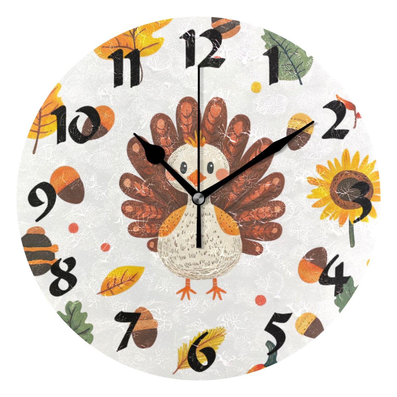 Horloge murale poulet mignon pour cuisine et bureau sans tic-tac 25cm