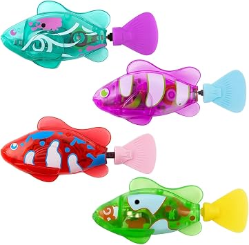 Robot Fish, Robotic Fish for Cats and Dogs, Swimming Fi-sh with Luminous Function, Waterproof Bath Fi-sh for Pets, Interactive Fi-sh for Aquarium and Pool Play 4 Pack