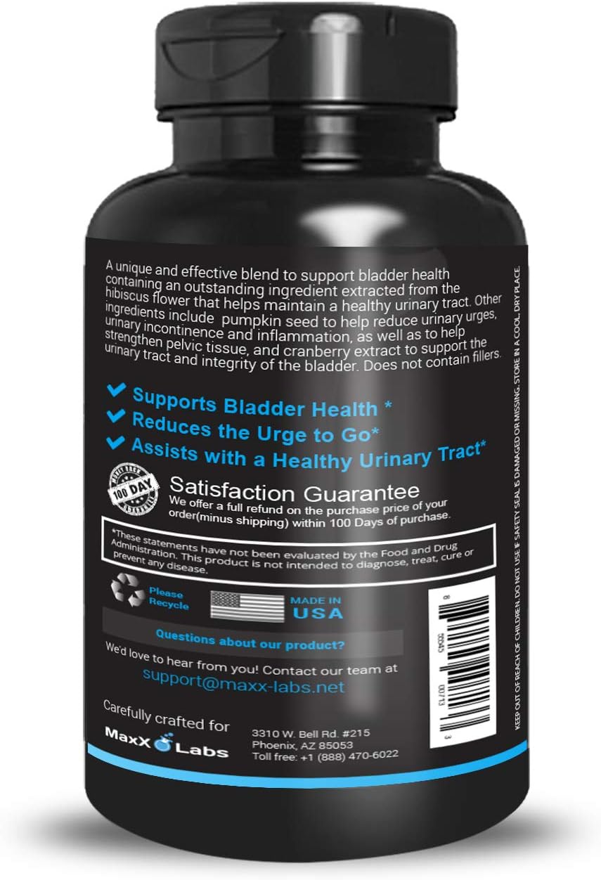 Advanced Bladder Control Pills for Women & Men - Helps Reduce Overactive Bladder & Leakage - Supports Urinary Tract (UTIs) - Potent Blend of Pumpkin Seed Extract, Cranberry, & Vitamin D3-60 ct