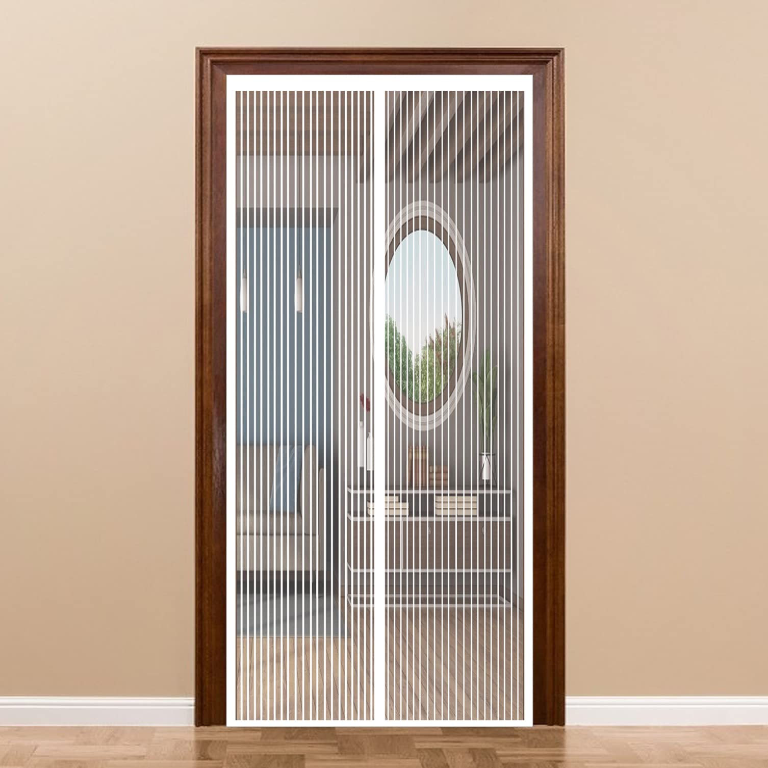 Moustiquaire aimantée porte 170x230cm à fermeture automatique blanche sans outil