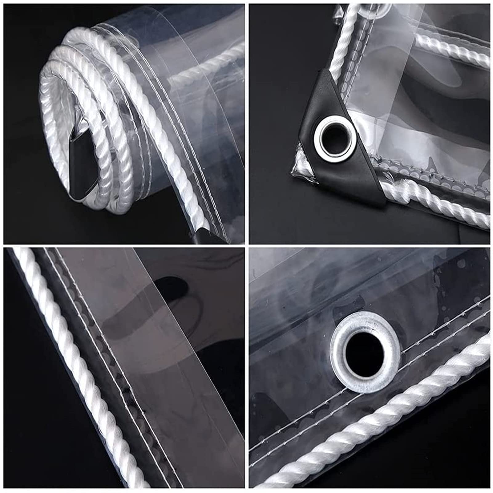 Bâche Imperméable, 400g/m² Bâche Transparente PVC Robuste avec Oeillets, Isolation Anti-Âge Verre Souple, pour Meubles de Jardin/Bûches de Bois/Extérieur/Camping,5x5m/16.4x16.4ft
