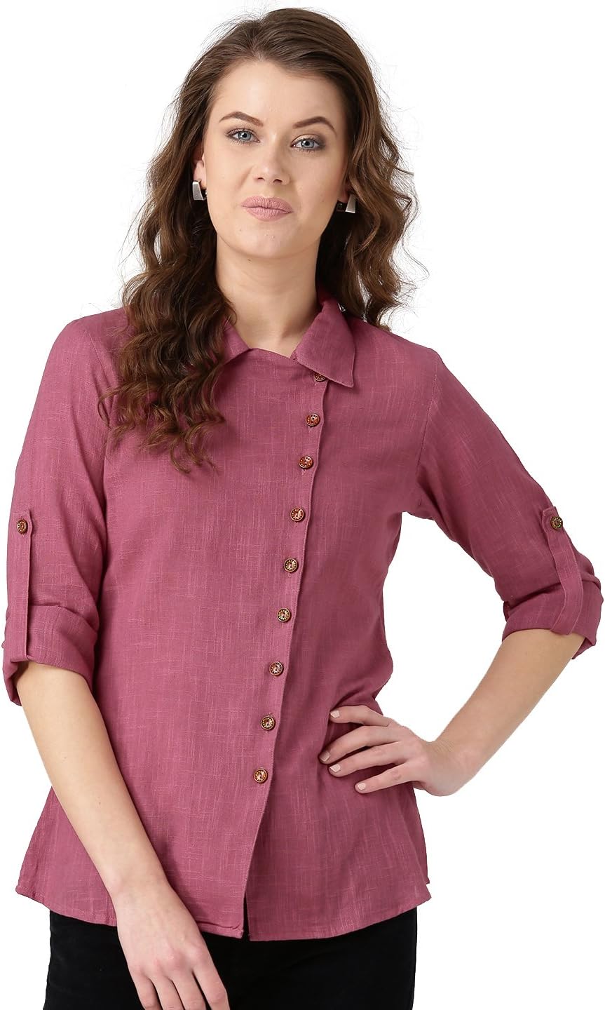 Desi FusionWomen's Regular fit Top (DF1227_Pink S)