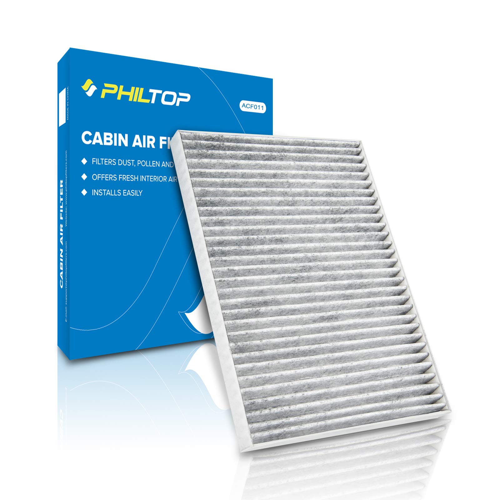 PHILTOPCabin Air Filter, Replacement for Enclave 2008-2017, Traverse 2009-2017, Acadia 2007-2016, Outlook 2007-2010, Premium ACF011(CF11663) Cabin Filter with Activated Carbon