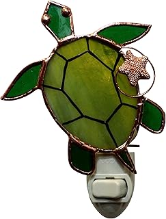 Gift Essentials Sea Turtle Plug in Night Light - Stained Glass Nightlight with On/Off Rocker Switch - Includes One 4 Watt Replaceable Incandescent Warm Glow Bulb