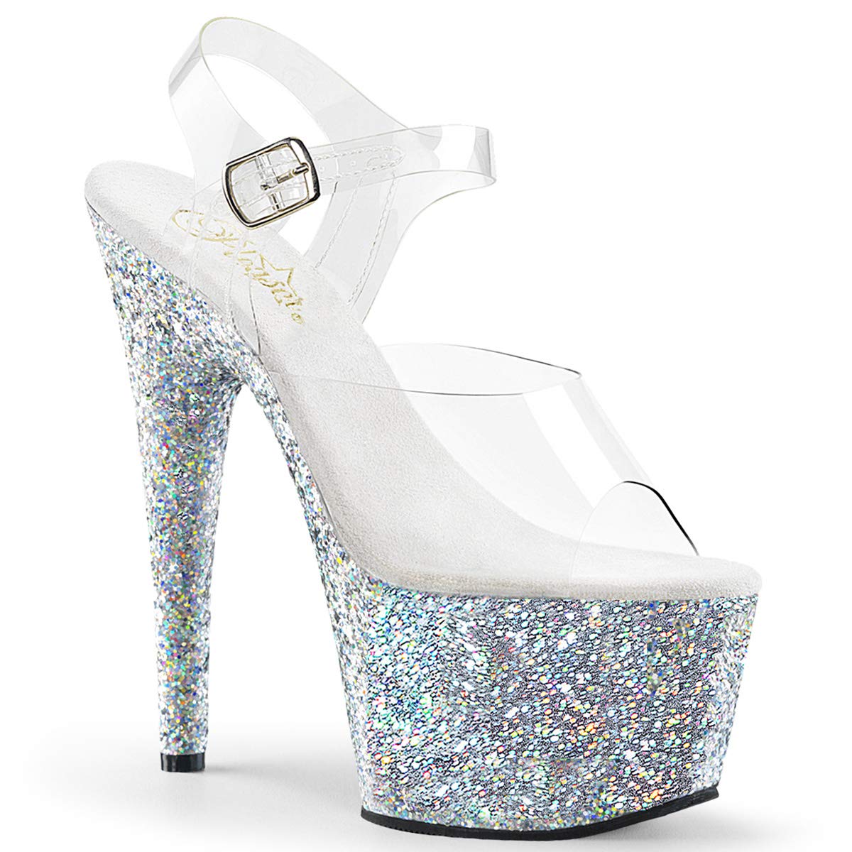 Pleaser ADORE-708LG Clr/Slv Multi Glitter UK 4 (EU 37)