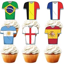 18pcs Glitter Countries Jersey Dessert Cupcake Topper Soccer Theme Decor Supplies Boys Girls Baby Shower Party Happy Birthday Decorations