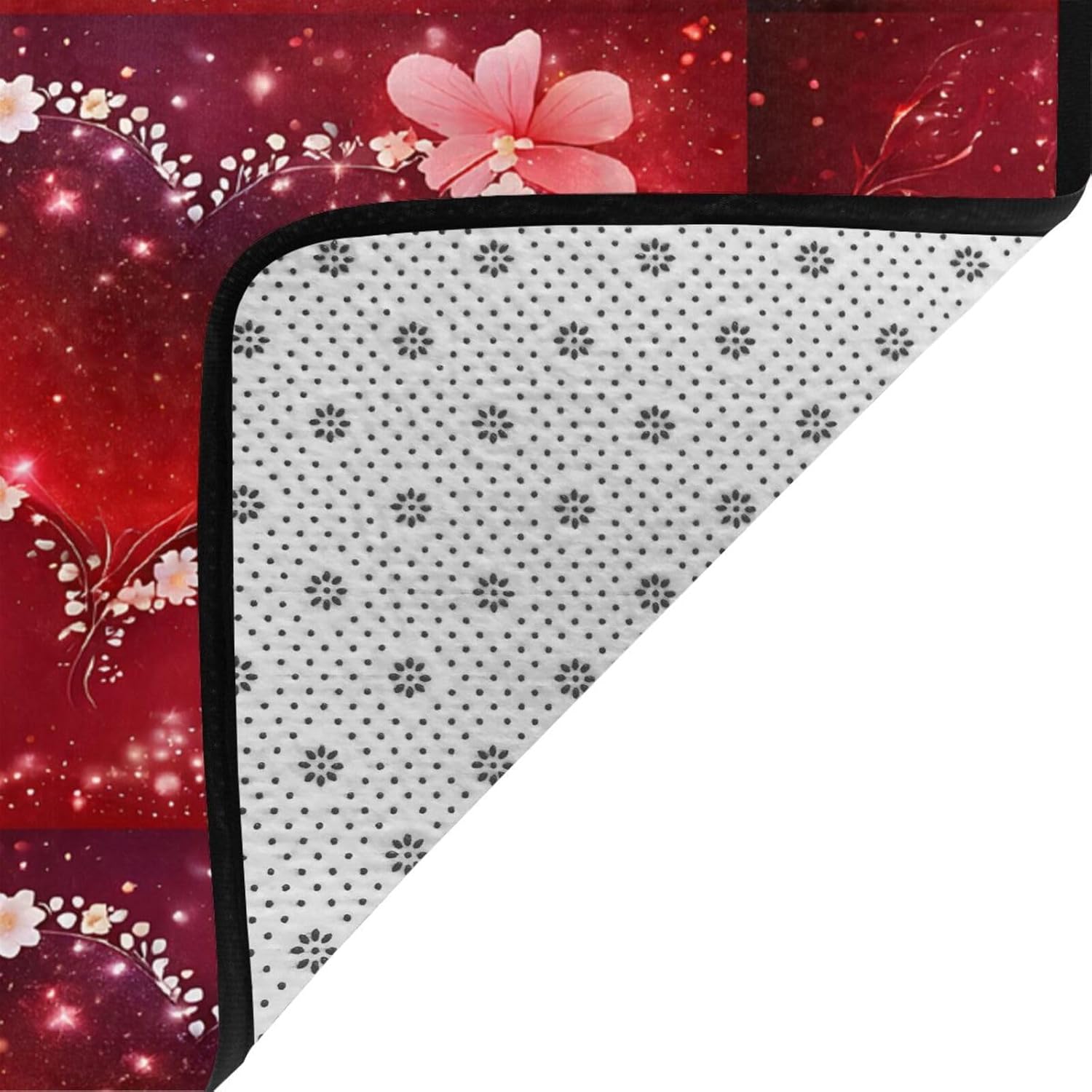 Flannel Non-Slip (Romantic Heart) Rug Pad 80Ã—50in Soft Washable Protective for Hardwood Floors Bedroom Bathroom Living Room