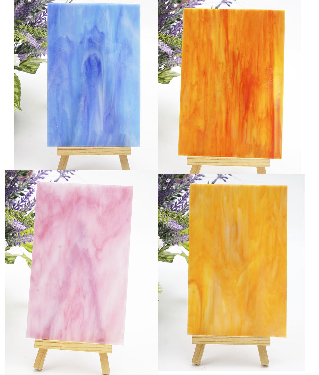 Lanyani 26 Sheets Colorful Vibrant Stained Glass Sheets Variety Assortment Pack, Opaque Mosaic Art Glass Panel Packs for Stain Glass Crafts DIY Projects,4x6 inches