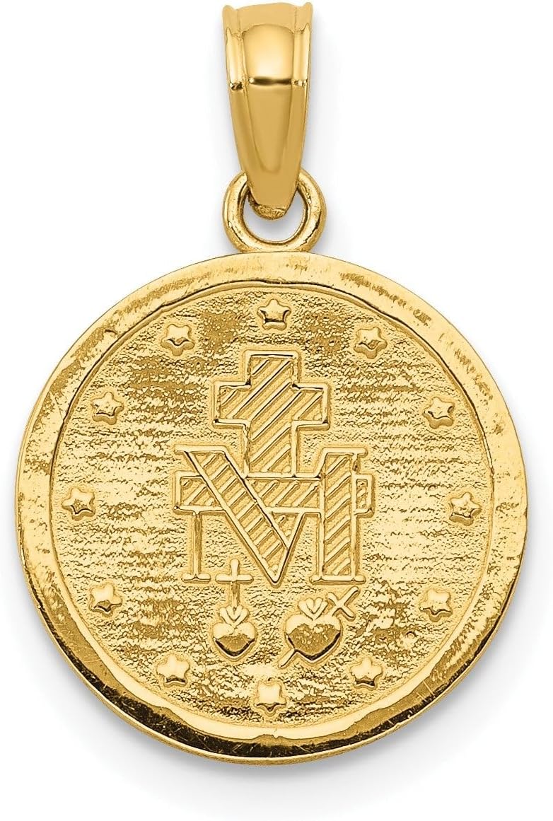 Jewelry Affairs 10k Real Solid Yellow Gold Saint Mary Charm Pendant, 13mm