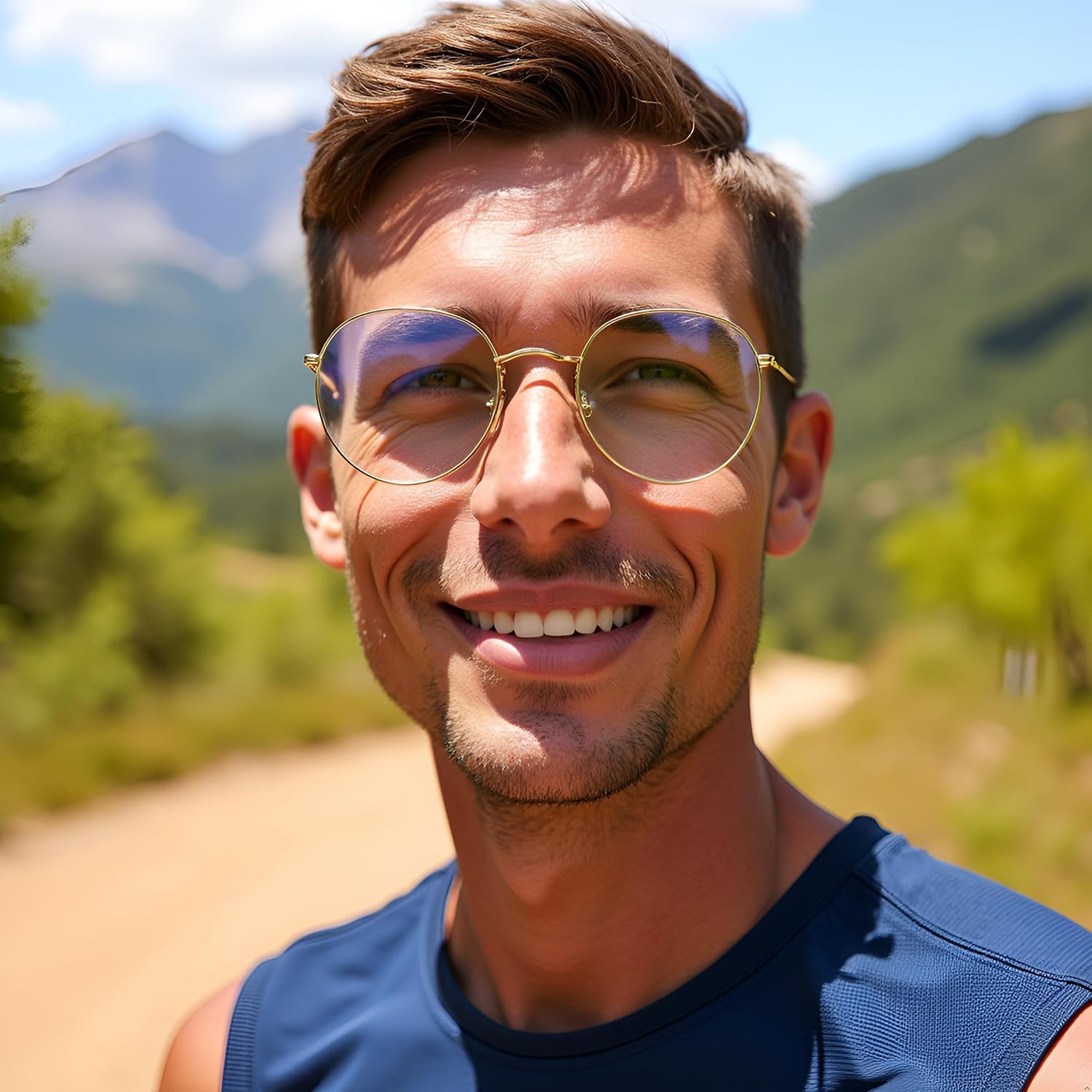 HJSTES Round Blue Light Glasses for Women Men Retro Circle Clear Lens Metal Frame Eyeglasses - Image 3