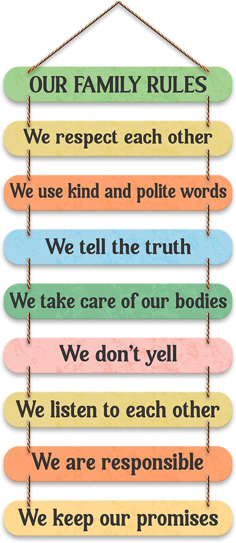 Artvibes Our Family Rules Quotes Wooden Wall Hanger for Home Decor | Quotes Decor Item | Wall Accents | Gift Items | Wall Illustrations | Modern Artworks Hangings | Mdf Wall Decoration (WH_9320N)