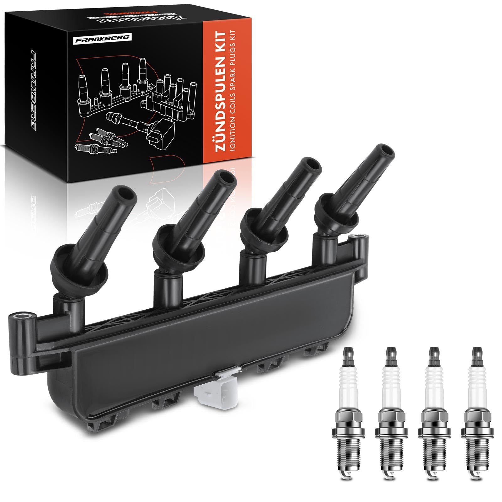 Frankberg 1 bobina di accensione + 4 candele 596319 | Compatibile con: 106 II 1, Xsara N1, 306 7B N3 N5, Partner Box 5_ G_, Xsara Picasso N68, 307 Pausa 3E, Berlingo MF