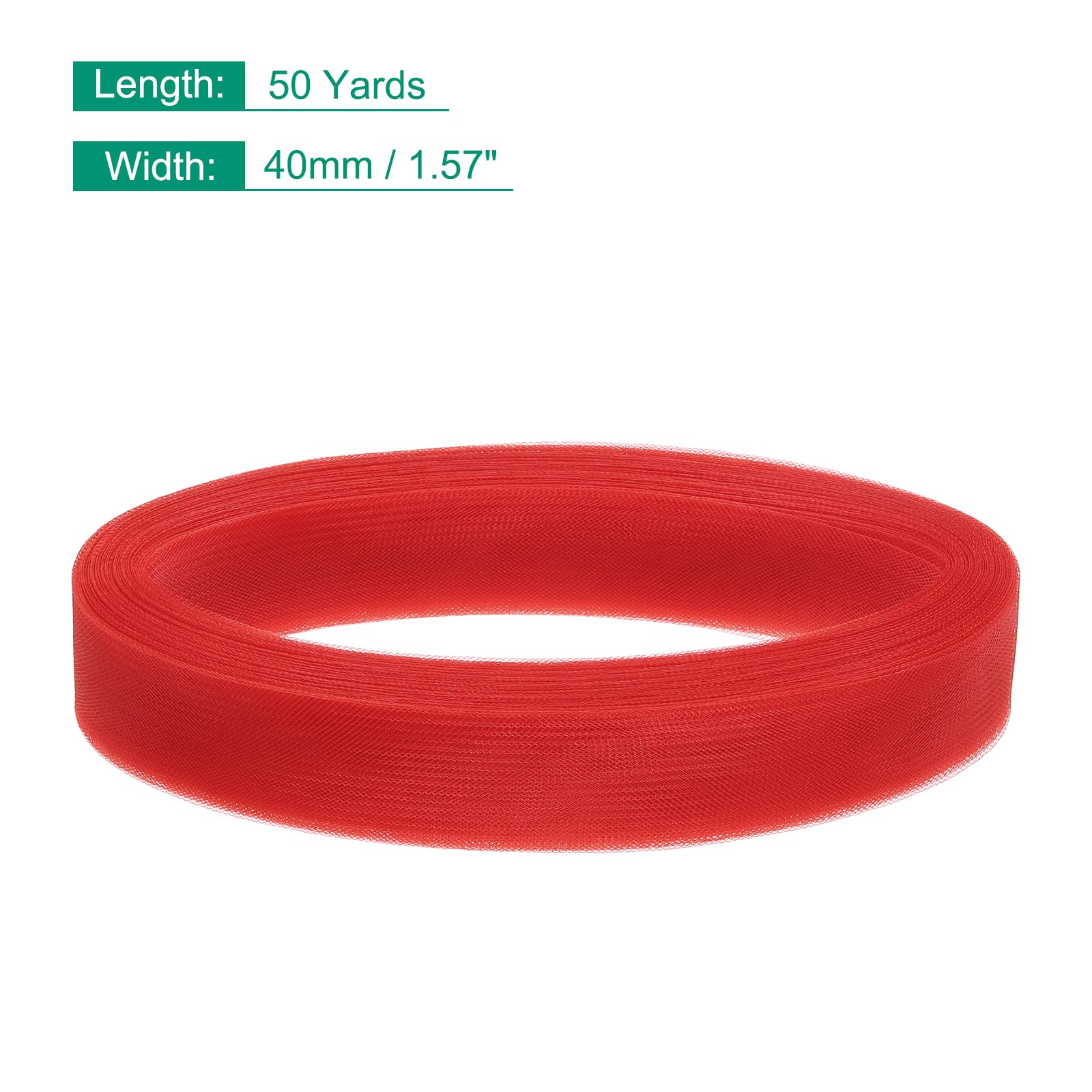 QUARKZMAN Treccia Crine Cavallo Rigida da 50 Iarde, Larga 1,6 Pollici, per Disossare Poliestere, Cucire, Abiti da Sposa, Ballo, Abiti Formali, Accessori, Rosso