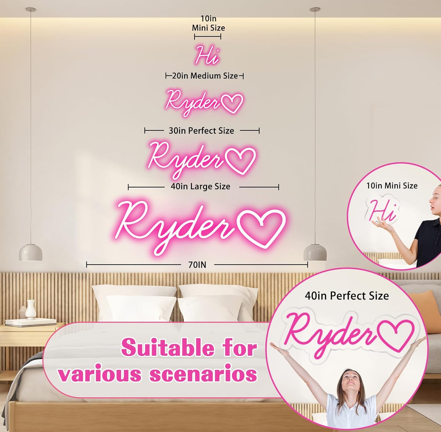 Custom Neon Sign – Personalized LED Neon Name Sign for Wall Decor, Bedroom, Birthday Gifts for 10 Year Old Girls, Wedding Proposal, Party Backdrop, Kids Room Decor, Customizable LED Light (Pink) - Image 7