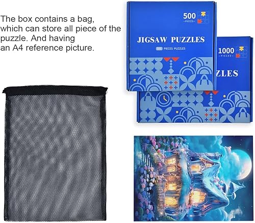 Miniatura 7 de Sky Cottage - Rompecabezas de 500 piezas para adultos, rompecabezas educativos de aprendizaje, juguetes familiares difíciles y desafiantes con bolsa