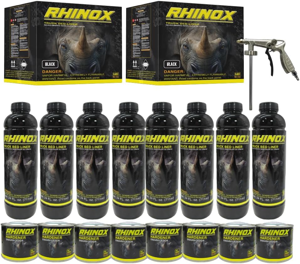 Rhinox Black 2 Gallon Urethane SprayOn Truck Bed Liner Kit 8 Bed Liners, 8