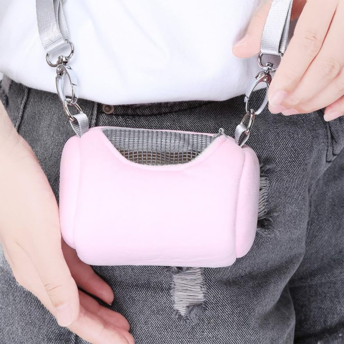 Sac de transport pour hamster de voyage Sac pour hamster d'extérieur chaud Cage de voyage respirante pour petits animaux avec sangles réglables pour petits hamsters et gerbilles