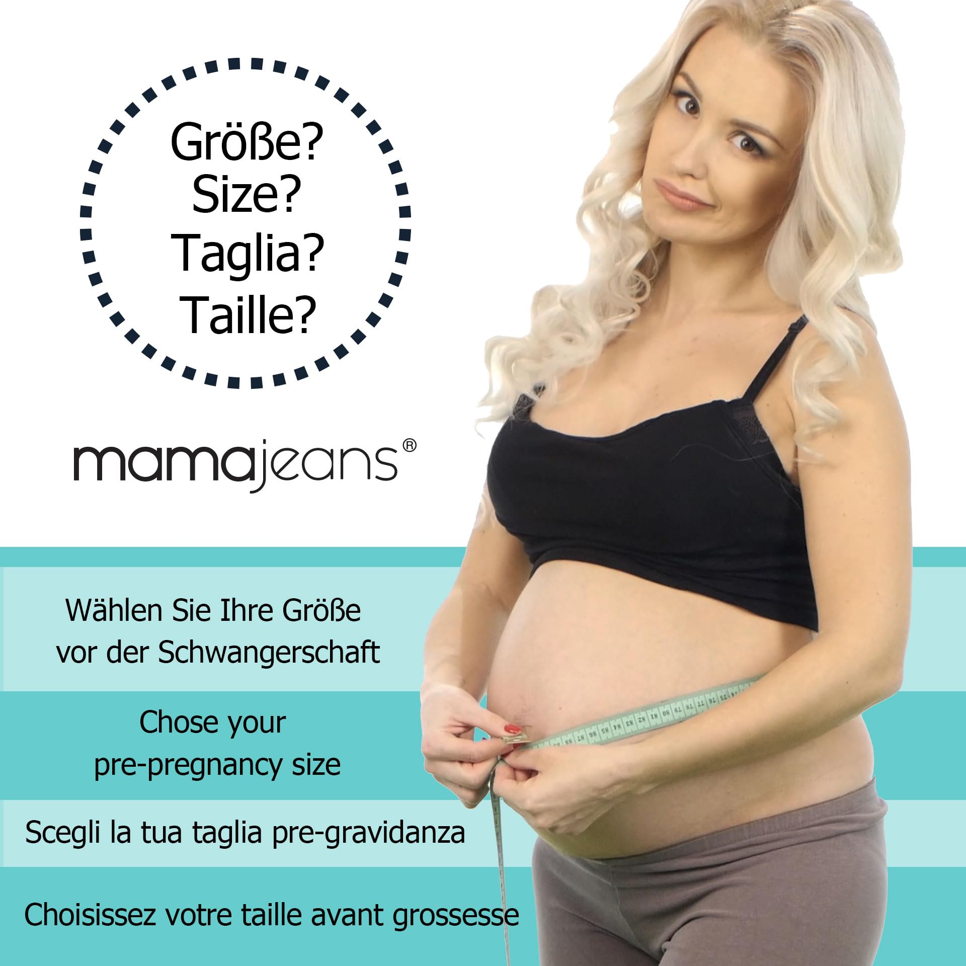Milano - Jeans Premaman Donna Basic, Super Elasticizzato e Comodo, Pantaloni Skinny, Abbigliamento per Ogni Fase della Gravidanza