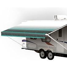 SunWave RV Awning Fabric Replacement | Premium Vinyl Canopy | Awning 19, Teal Strip