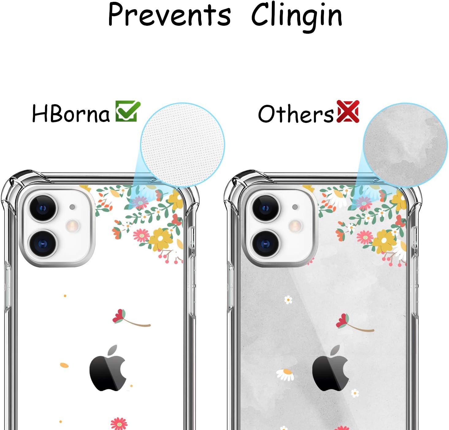 HBorna Case for iPhone 11, Soft Silicone Clear Cover for Women, with Design Floral Pattern, Slim Protective TPU Case for 2019 iPhone 11 6.1 Inch, Seasons