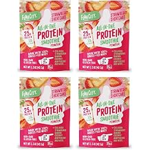 FlavCitay Single Serve Protein Smoothie Powder - 25g Protein & 10g Collagen 1.5 oz, Strawberry Shortcake Pack of 4