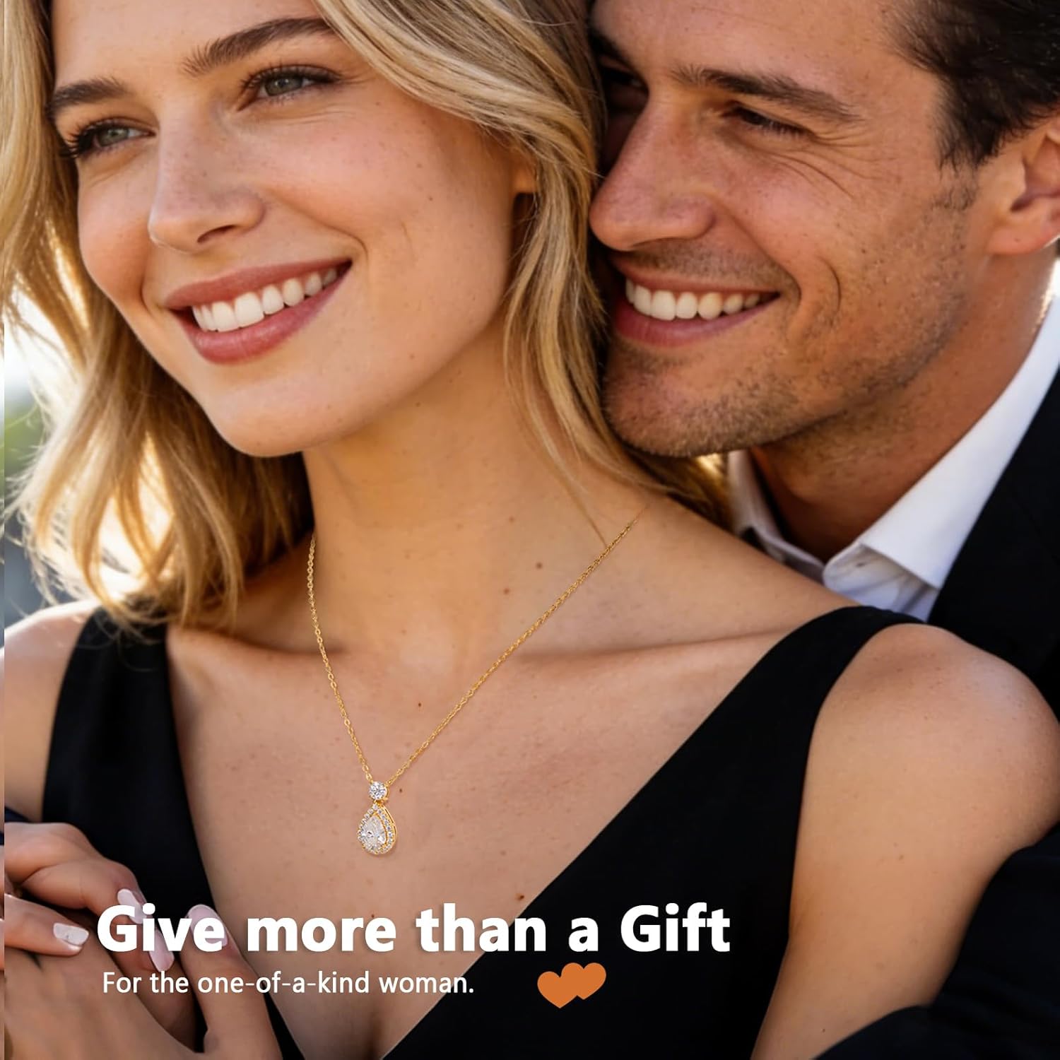 Promise Necklace for Her, 2.5cttw Moissanite Halo Pendant for Women, Romantic I Choose You Gift To Girlfriend Wife from Boyfriend Husband, Ready to Gift Box for Christmas Valentine's Day Anniversary