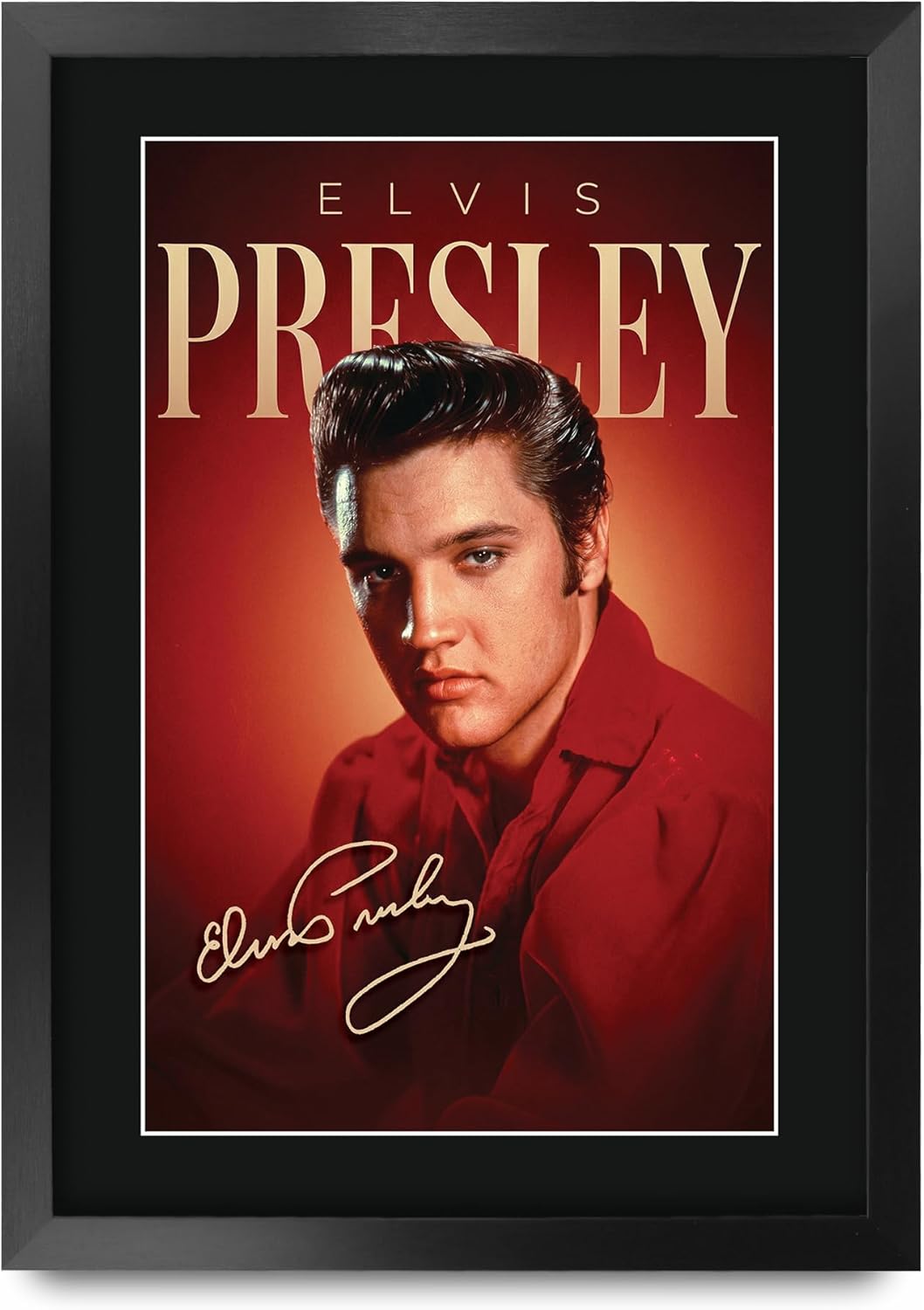 HWC Trading Elvis Presley Musician The King 16 x 12 inch (A3) Printed Gifts Signed Autograph Picture for Music Memorabilia Fans - 16" x 12" Framed
