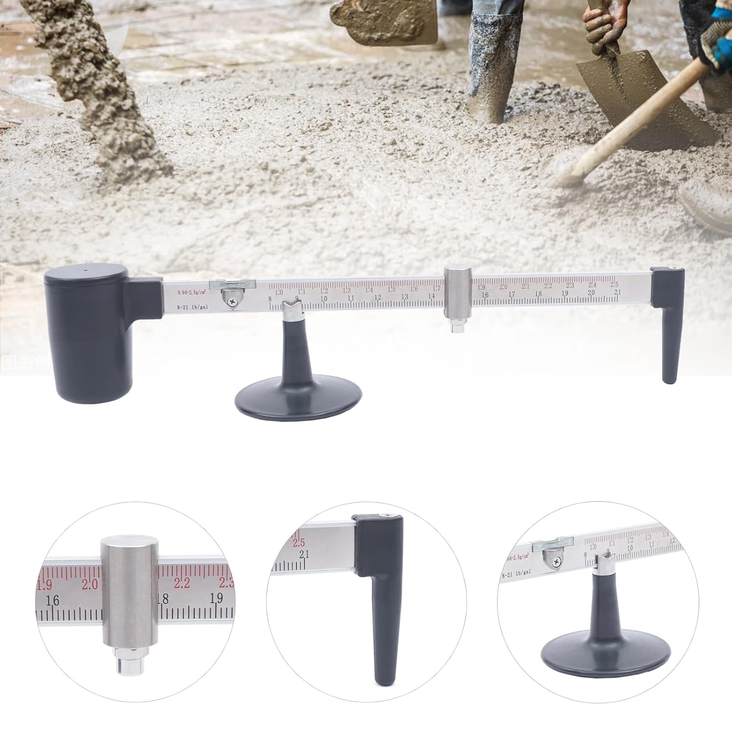 Mud Hydrometer Mud Scale,Mud Hydrometer Gravity Balance Scale Liquid Densimeter with Measuring Accuracy 0.01g/cm³for Liquid Density Analysis Weight Measurement at Road Construction Site