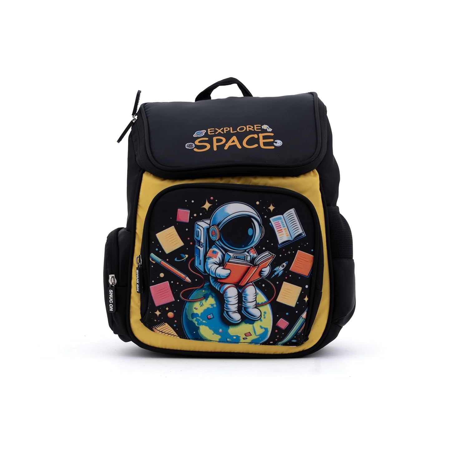 15L Cartoon Printed Kids Backpack | Lightweight Preschool Bag for Age 3-5 | 1 Compartment, Front Zip Pocket, Side Zipper Pocket & Bottle Holder | Ideal for Nursery, Kindergarten, Travel
