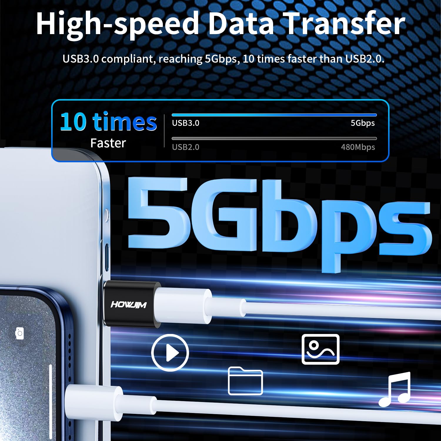 Paquete de 4 adaptadores USB a USB C, USB C hembra a USB 3.0 macho, transferencia de datos de carga rápida de 5 Gbps para M-acBook, i-Pad, i-Phone 15 16, G-alaxy, X-Peria, A-pple Watch