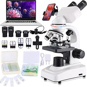 Compound Microscope 40X-2500X with Dual LED Lighting and Mechanical Stage