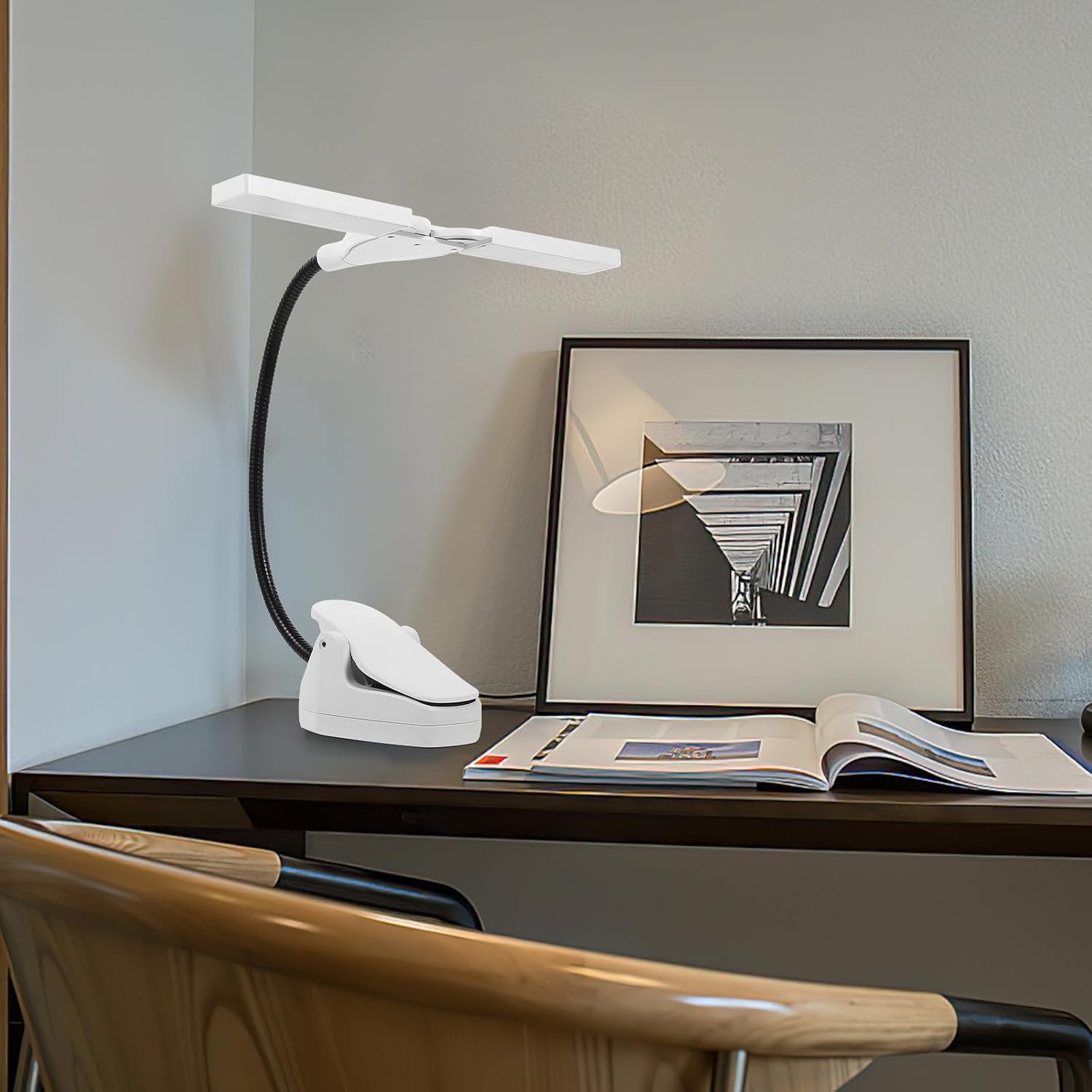 Rechargeable USB Music Stand Lamp Clip-on LED Light with Flexible Neck, Portable Keyboard and Reading Lamp for Musicians, Book Light for Practice and Performance Random Color