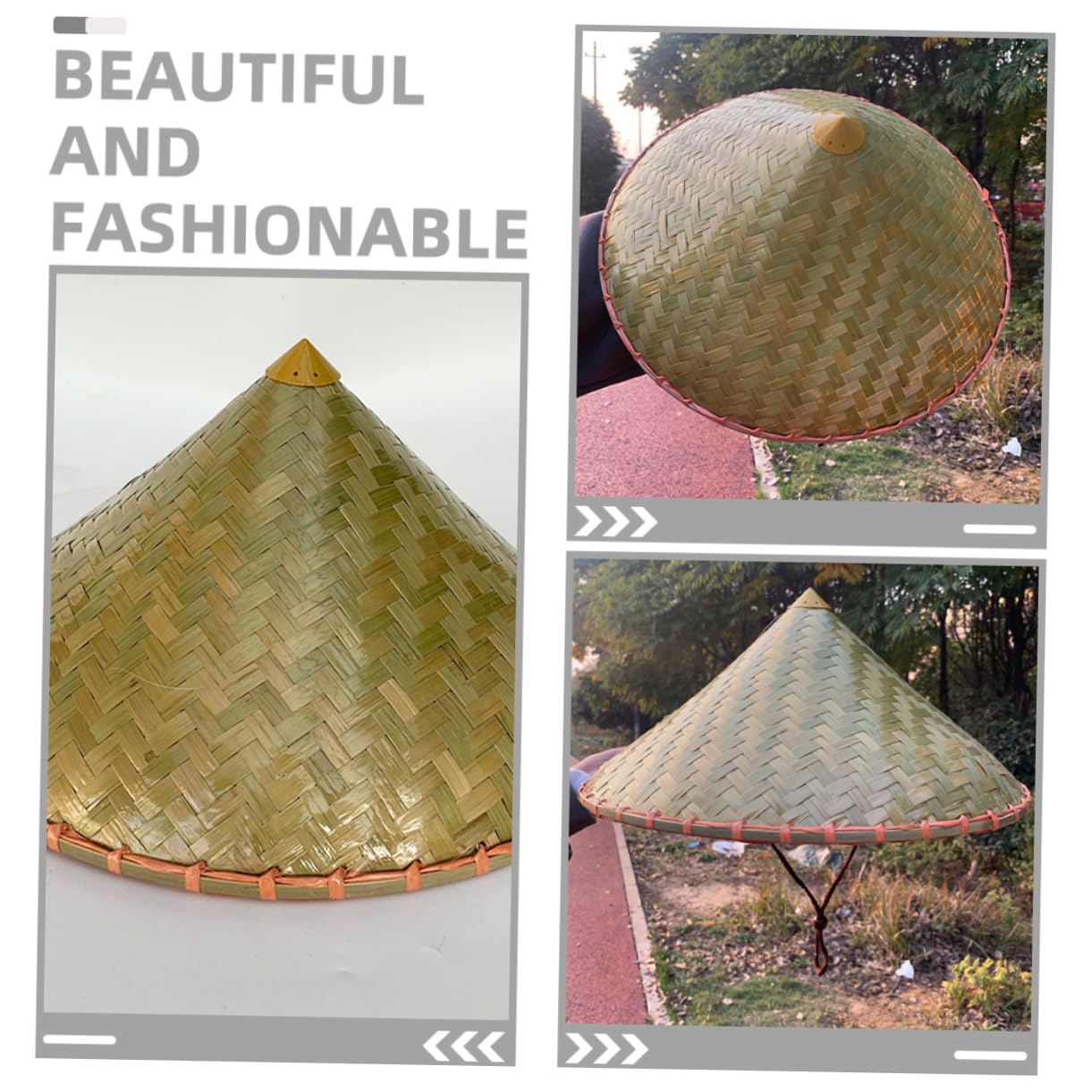 Cabilock Sombrero Cónico de Bambú para Adultos, Ligero y Transpirable, Adecuado Vida Diaria y Fiestas, Diseño Tradicional Japonés Resistente y Elegante