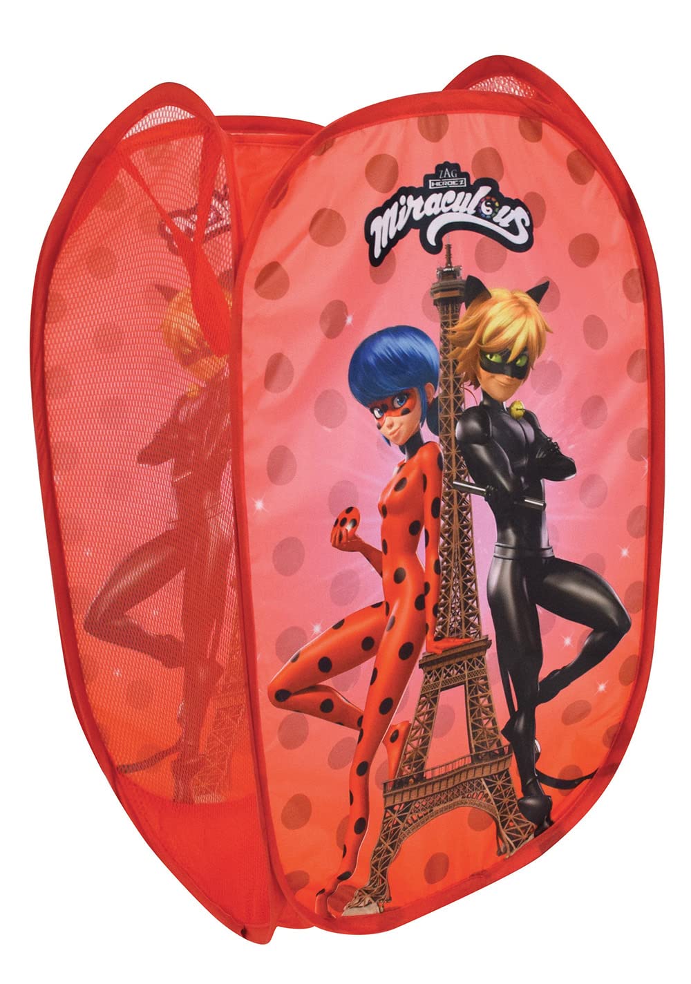 Fun House Girls Red Miraculous Ladybug 713611 Pop-Up Laundry Basket Height 60 X Length 35 X Depth 35 Cm