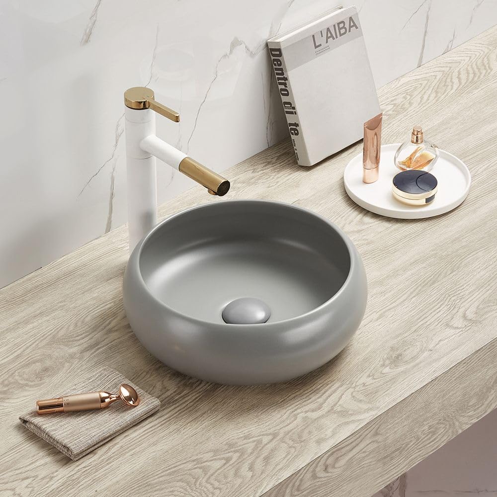 Milano Pebble Elements Round Countertop Bathroom Basin Sink - 360Mm