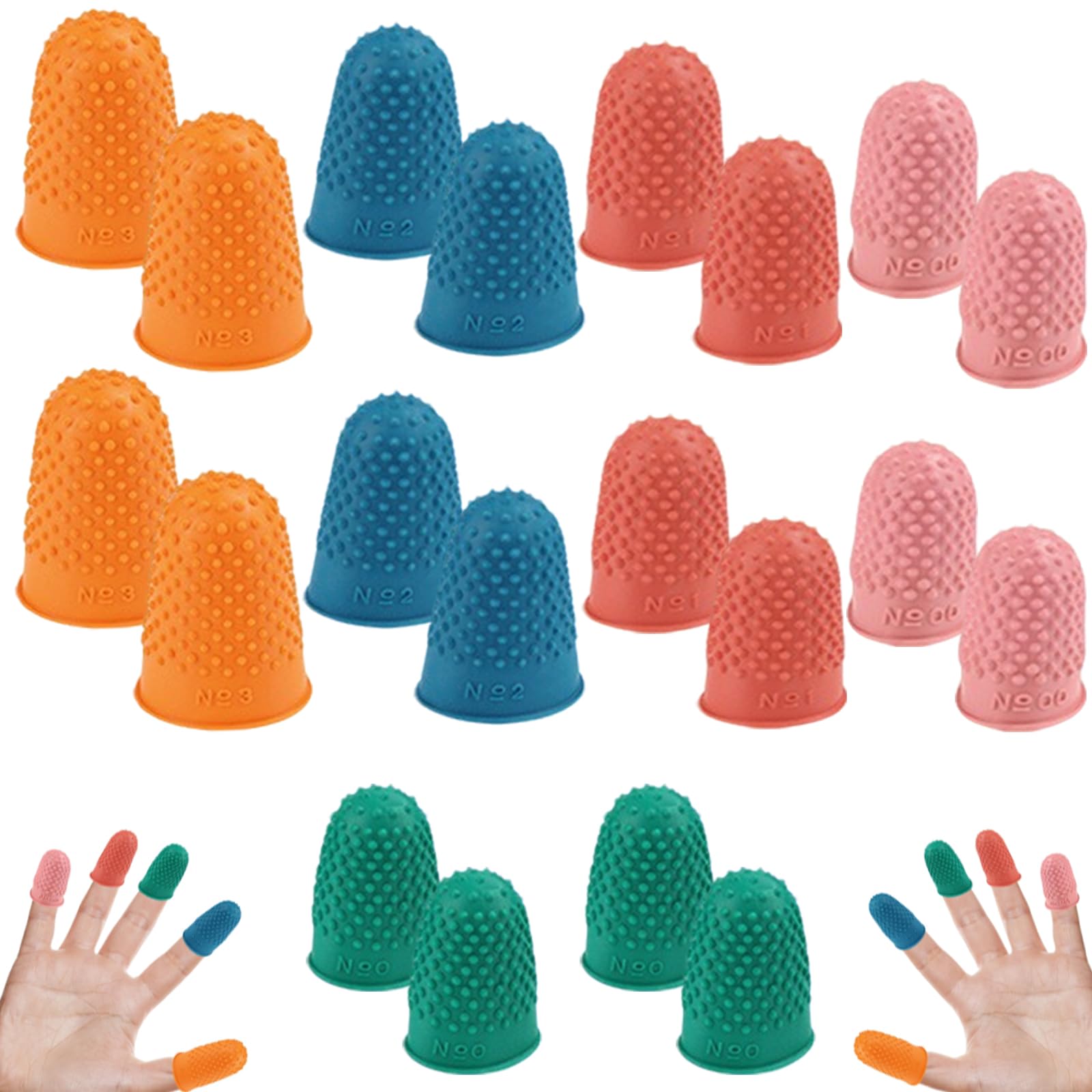 30 Pcs Rubber Thimbles for Finger Tips Protection 5 Colors Reusable Protectors Rubber Finger Thimbles for Money Counting Writing Sorting Task