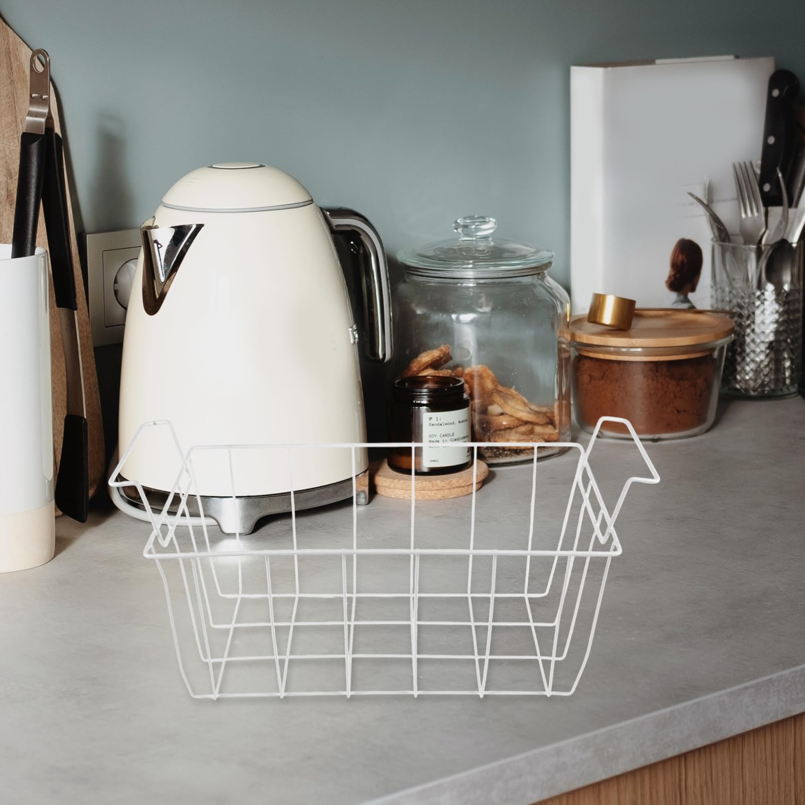 Cestello per Freezer in Acciaio Bianco, Organizer Frigorifero