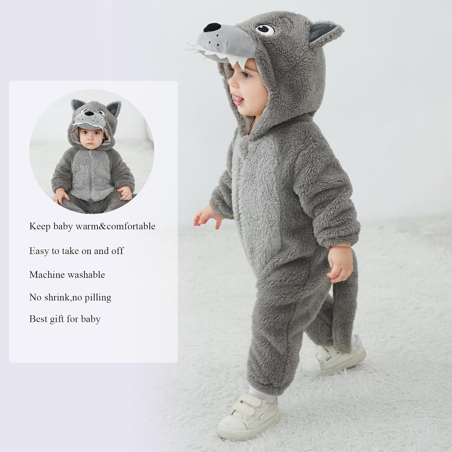 TONWHAR Toddlers Animal Costume Unisex Baby's Warm Halloween Outfits Kids Dress Up Jumpsuits Rompers