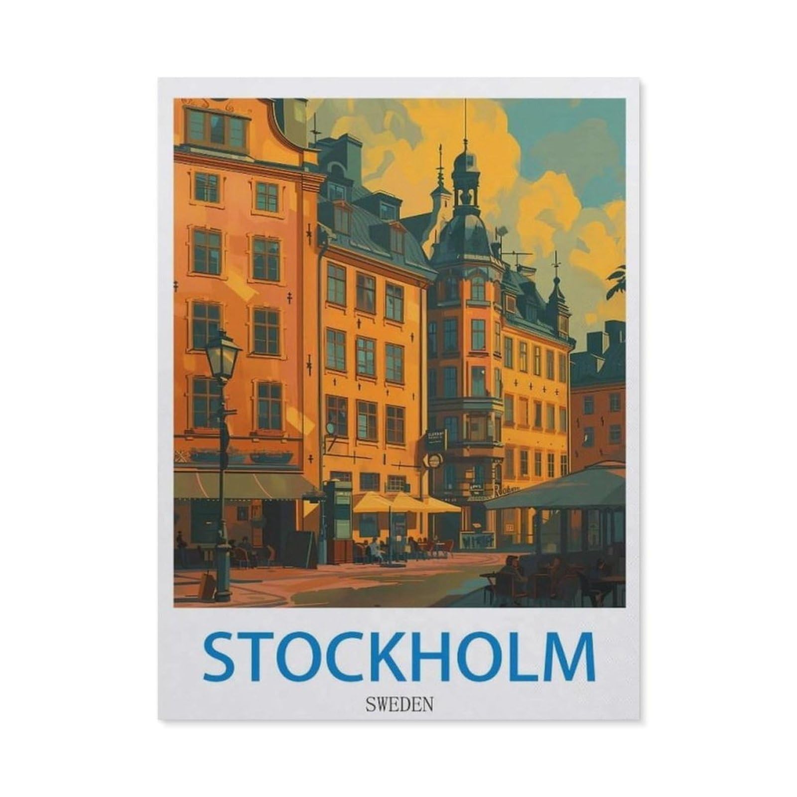 Vintage Metal Tin Sign，Stockholm Sweden，Retro Wall Decor Art Tin Sign for Home Coffee Bar Restaurant Pub(15x30cm）6x12 inch-EC39