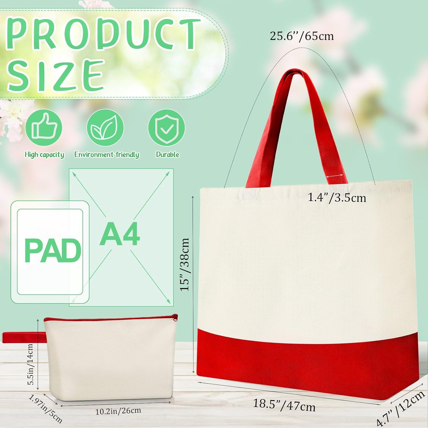 Sanwuta 24 Pcs Canvas Tote Bags Bulk 18.5" Cotton Cosmetic Bags Reusable Shopping Tote with Handles