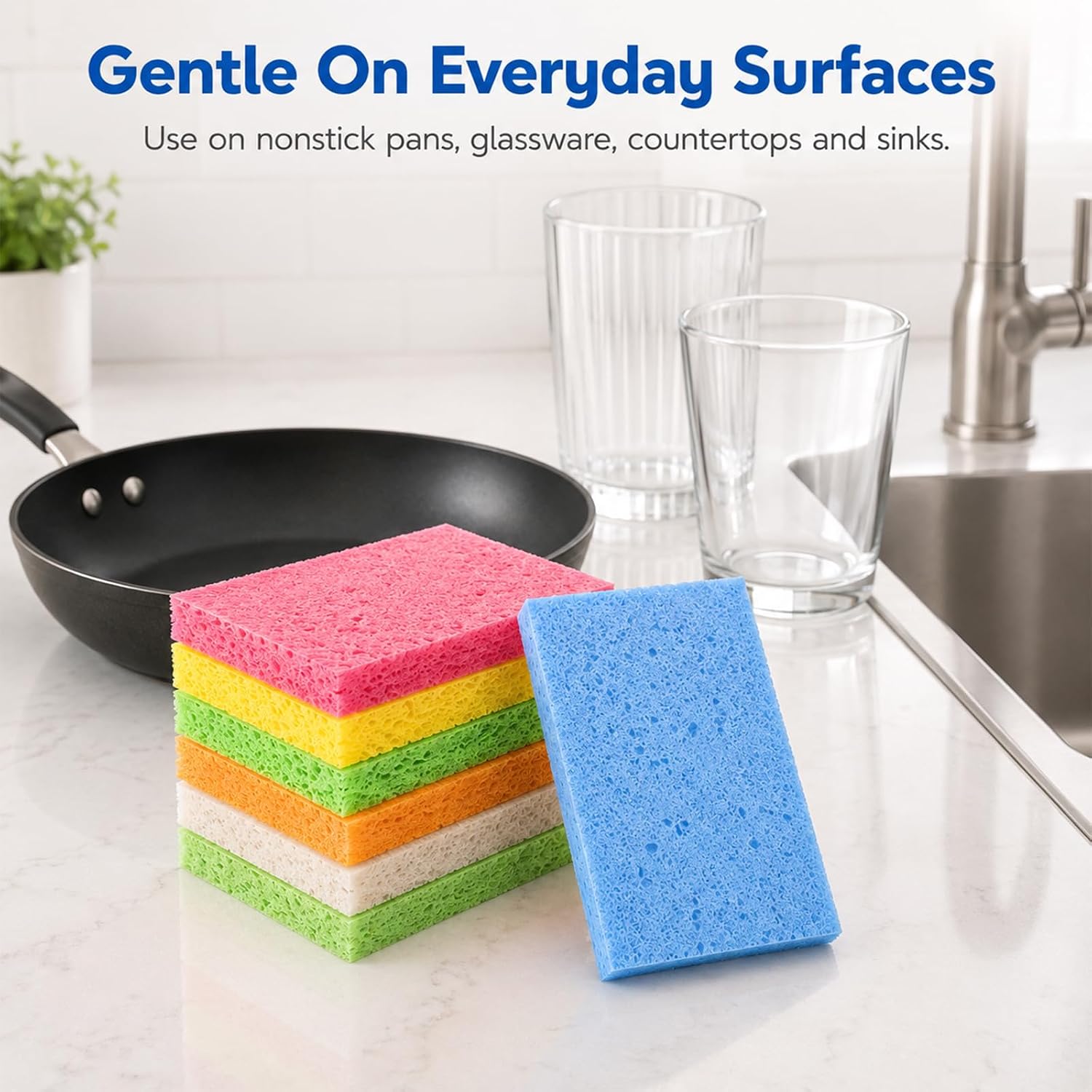 12 Count Compressed Kitchen Sponges, Biodegradable Non-Scratch Reusable Cleaning Sponges, Space Saving Sponges for Kitchen Bathroom Car, Space Saving DIY Cuttable Sponges image 5