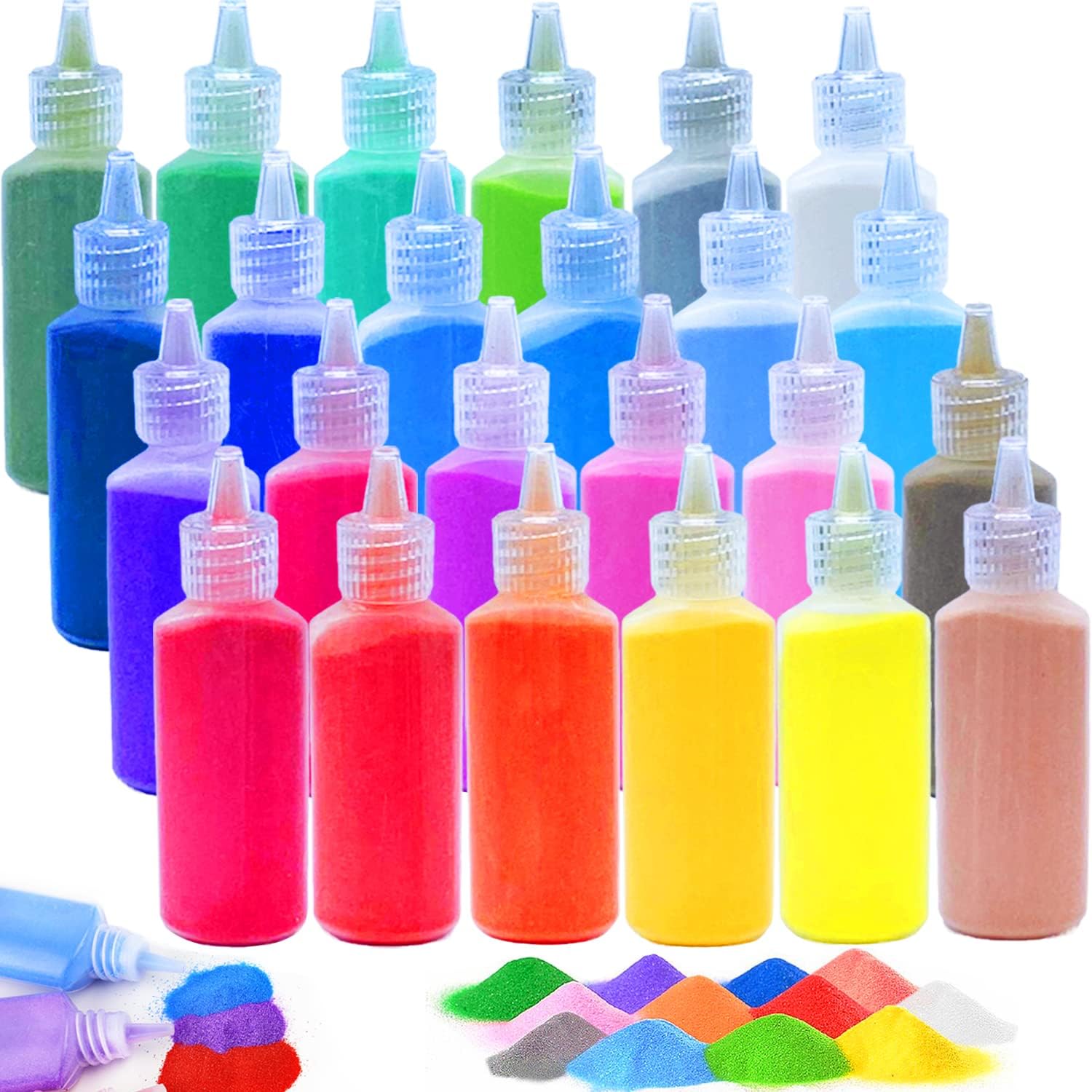 Guuozzli 24 PCS Art Sand,1.24 oz Colored Sand Bottles,Sand Arts and Crafts Kit