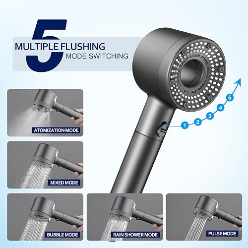 Blendura Hard Water Filter Shower Head with 3 Filters, 1.5M Hose, High Pressure 5 Mode Shower Head for Home Bathroom Accessory - 4